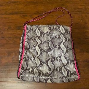Poppie Jones Bag *NEVER WORN*! Pink trimming with black/gray/white snake skin